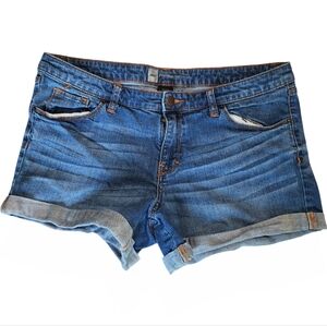 Mossimo Cuffed Short 3" Inseam Women's size 14 Medium Wash Blue Denim Jeans